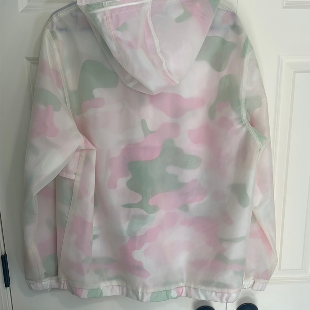 Members Only Pink and Green Raincoat Lightweight Water-Resistant - Picture 4 of 5